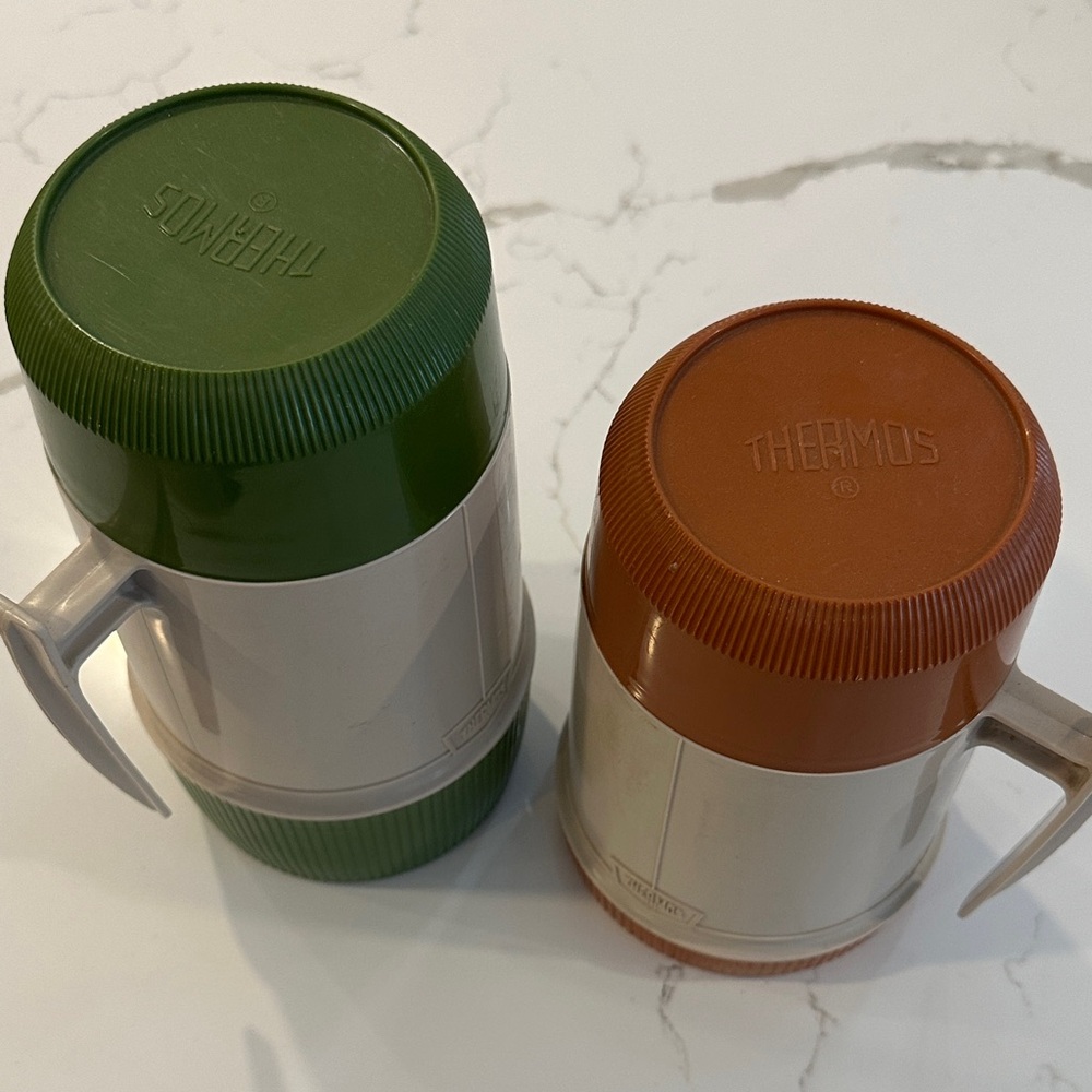 Vintage Thermos Dual-Tone Mugs 70s set x 2 hot cold